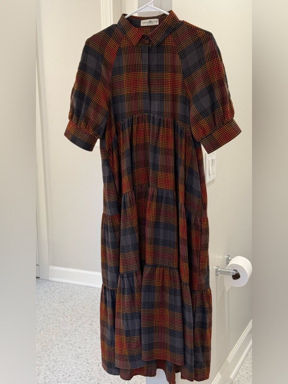 Natural Life Rebecca Midi Dress in Flannel Plaid